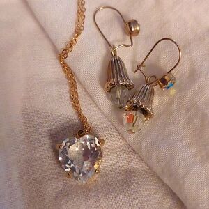 Crystal Heart Necklace and Tulip earrings